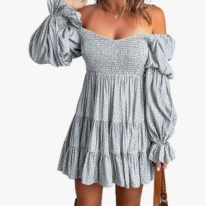 Off The Shoulder Long Sleeve Floral Dress